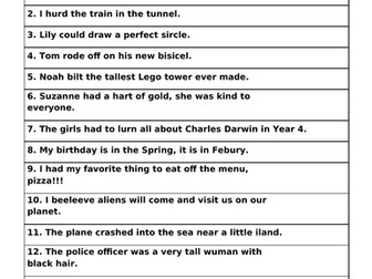 Year 3/4 spelling work suffixes and misspellings