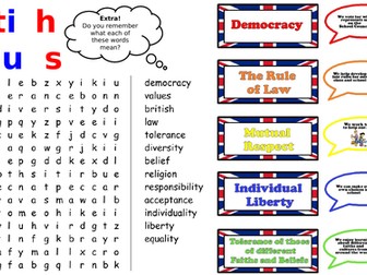 British Values Wordsearch