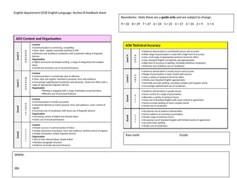 AQA GCSE English Language feedback sheets