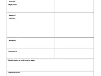 Blank lesson plan (weekly)