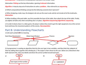 Computational Thinking - Enhanced Learning Worksheet + Answers