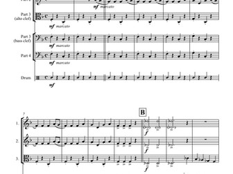 Shostakovich March - arrangement for 4 instruments and simple percussion