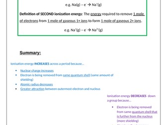 AS Chemistry - Ionisation Energy Revision Booklet