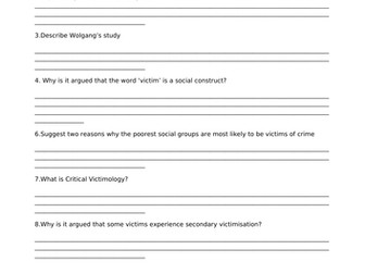 WHOLE LESSON Victimology/Victims of Crime - Sociology