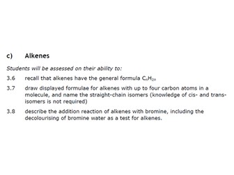 GCSE Chemistry - Alkenes Worksheet