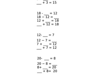 Year 1-Addition and Subtraction families within 20