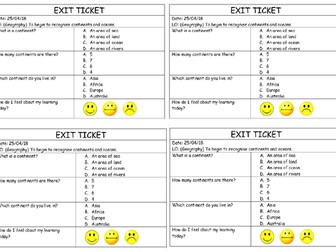 Geography Exit Ticket KS1
