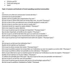 AQA GCSE French General Conversation Potential questions