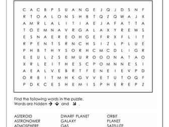 Earth and Space Wordsearch