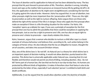 Applying Natural Law to abortion