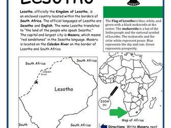 LESOTHO - Introductory Geography Worksheet