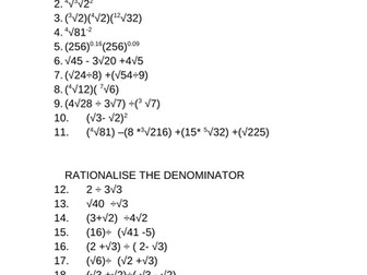 SURDS AND INDICES