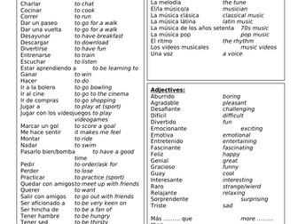 Theme 1, Unit 3 Freetime Revision