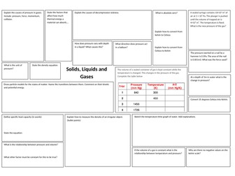 Solids liquids and gases igcse revision broadsheet with answers