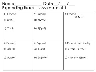 Assessment, DIRT and Extension Activity -  Expanding Single Brackets