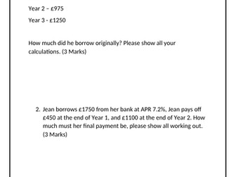 CORE MATHS/L3 MATHEMATICAL STUDIES APR Calculations & Borrowing WITH SOLUTIONS