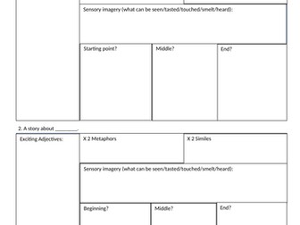 AQA GCSE English Language Question 5 Planning Homework Sheet