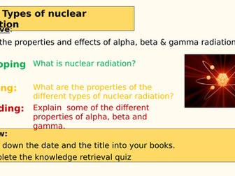 Types of nuclear radiation (Properties of Alpha, Beta and gamma)