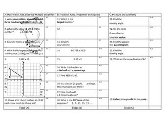 Math quiz year 6