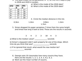 Handling Data: Mean, Median and Mode KS2