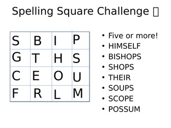 Spelling Square Challenge