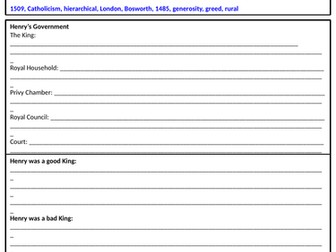 Henry VIII Revision Booklet