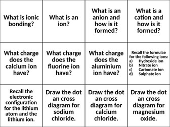 Bonding Revision - Question Cards GCSE