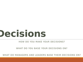 Decisions - Applied Business Level 3, AQA, Unit 4 Managing and Leading People