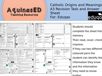 EDUQAS Revision A3 SHEET Catholic Origins and Meanings