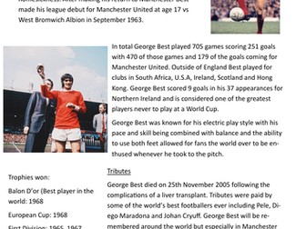 KS2 George Best Differentiated Comprehension Activity