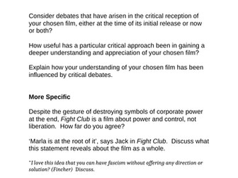 FILM STUDIES - FIGHT CLUB