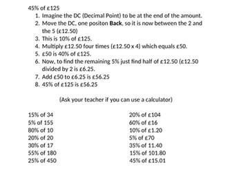 Finding percentages by moving the decimal point