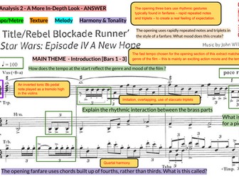 GCSE 9-1 Music Edexcel "Star Wars" - Score Analysis Part 2 - ANSWER
