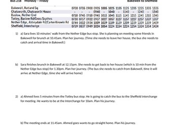 Time, reading timetables, planning a journey