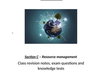 Resource management - revision work booklet AQA Geography GCSE