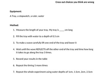 SEND Water Wave Speed Investigation