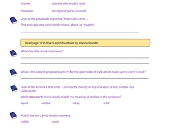 Mountains Reading Comprehension Activities