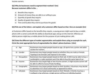 Cambridge National RO64 Q+A sheet LO1 - LO6