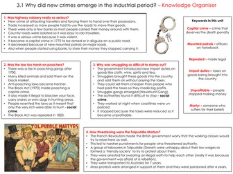 Bundle: GCSE Industrial Crime and Punishment Knowledge Organisers (Edexcel 9-1)