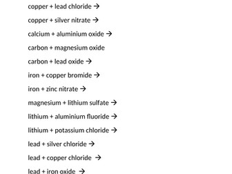 Displacement reactions