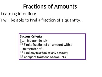 Fractions of Amounts