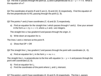 A Level Ch 5 Coordinate Geometry Questions
