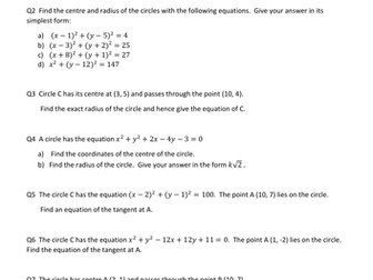 A Level Ch 6 Circles Questions