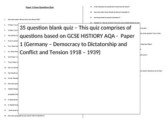 GCSE HISTORY AQA - Quizzes on Exam Skills
