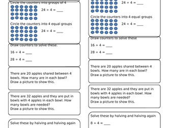 Dividing by 4  - Year 3 Autumn Multiplication and Division - White Rose