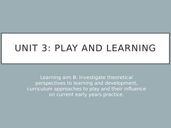 CPLD Play and Learning; Learning aim B