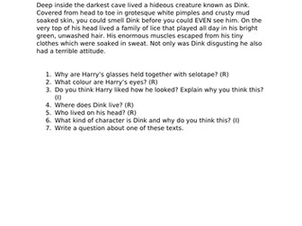 Character description reading comprehension/reading vipers