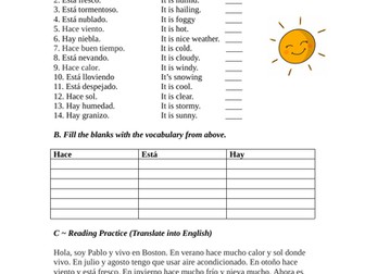 Spanish Weather Worksheet: El tiempo