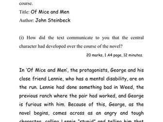 Of Mice and Men - sample answer