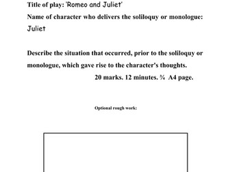 Romeo and Juliet - sample answer